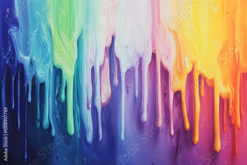 Colorful paint dripping in vibrant hues, white isolate background