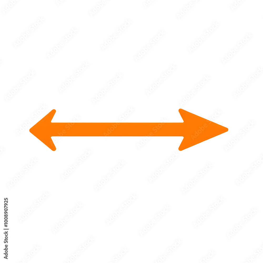 Horizontal orange double-sided arrow, isolated on transparent background, Generative AI Horizontal orange double-sided arrow, isolated on transparent background, Generative AI