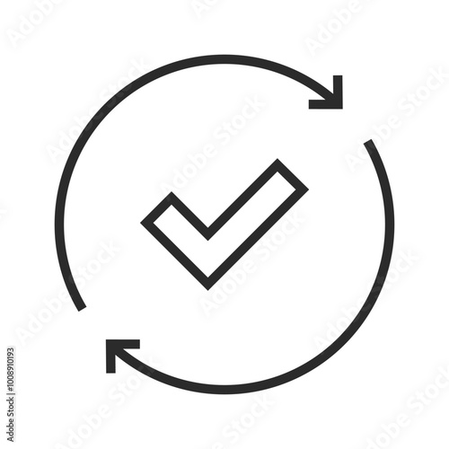 Check mark icon on round circle. Round convenient line icon.