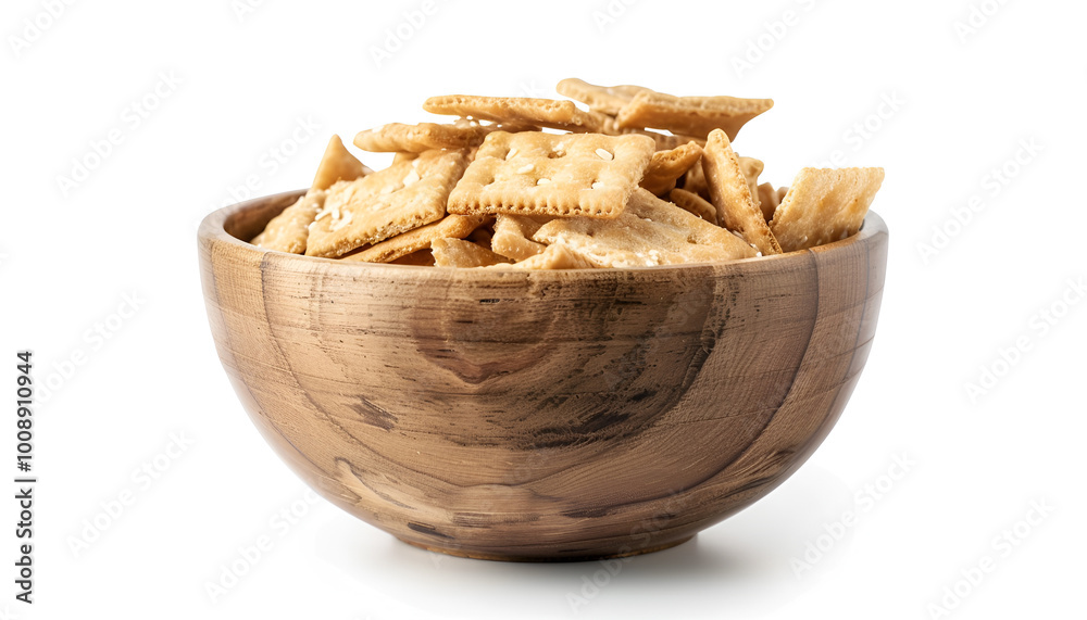 Tasty crackers in bowl isolated on white Tasty crackers in bowl isolated on white