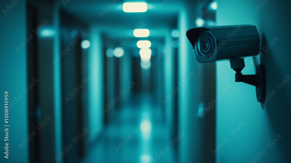 Security Camera in Dimly Lit Hotel Corridor Security Camera in Dimly Lit Hotel Corridor