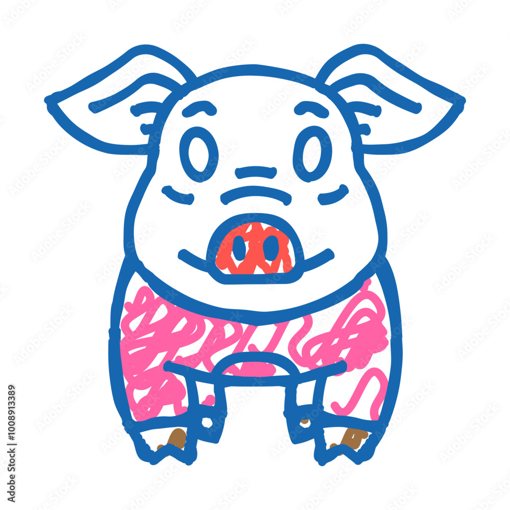 Naklejka premium cute piglet pig farm doodle icon sketch vector. cute piglet pig farm sign. isolated symbol illustration