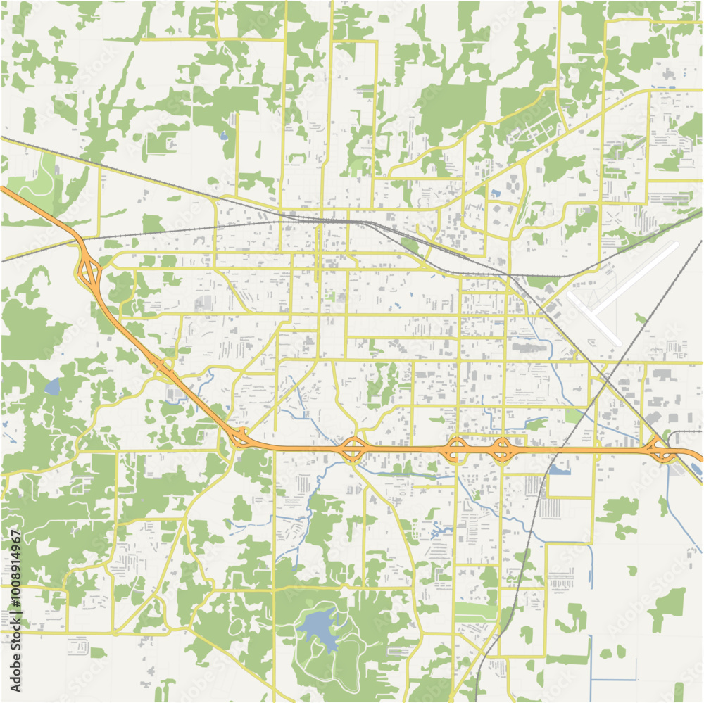 Fototapeta premium Map of Jonesboro in Arkansas in a normal road map style. Contains layered vector with roads water, parks, etc.