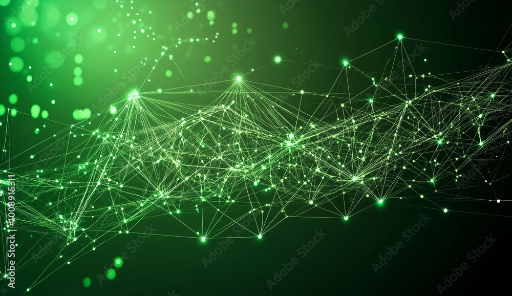 Fototapeta premium Abstract green background with a digital mesh