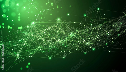 Abstract green background with a digital mesh