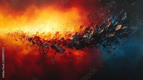 Abstract depiction of a fiery cosmic explosion with vibrant colors.