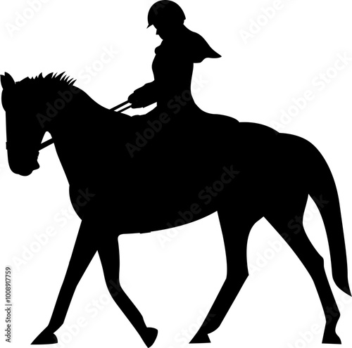 Silhouette of person riding horse. Equestrian sport. Training horseback ride. Professional equestrian competition, dressage performance. Jockey on horse. Champion. 