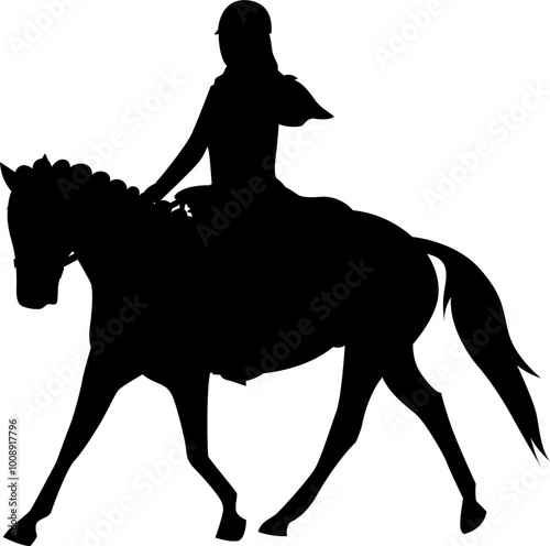 Silhouette of person riding horse. Equestrian sport. Training horseback ride. Professional equestrian competition, dressage performance. Jockey on horse. Champion. 