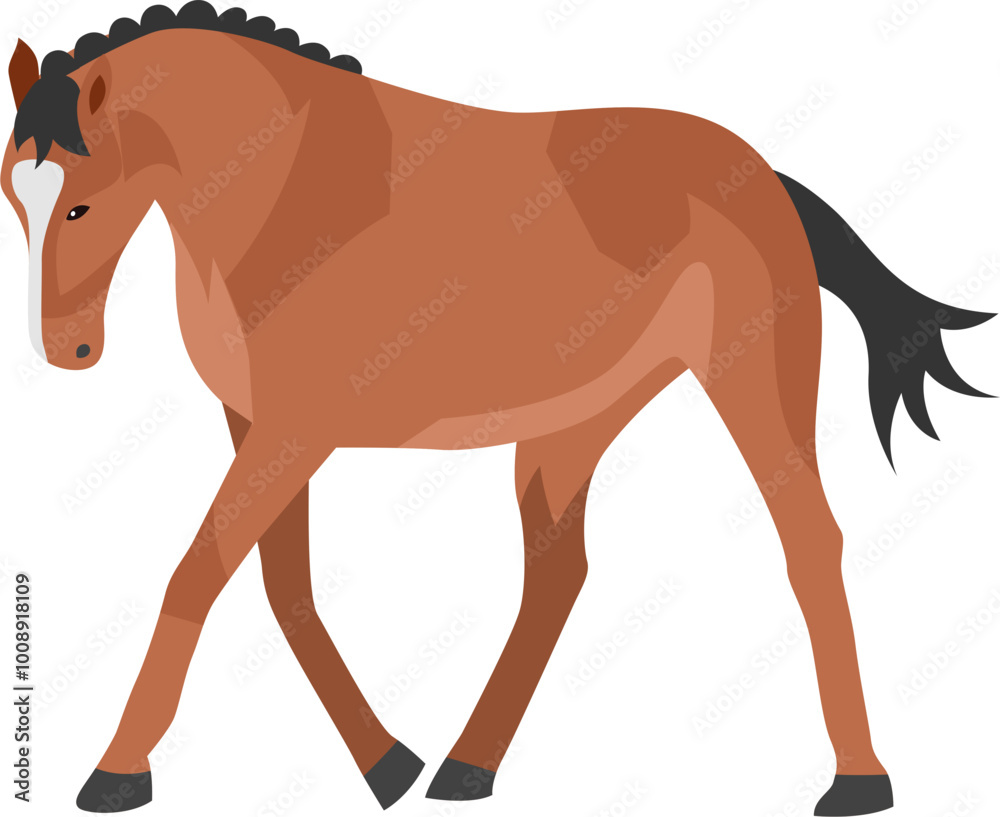 Obraz premium Vector flat illustration of Brown horse 