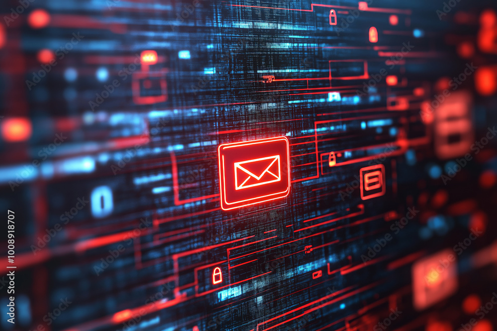 Computer screen with a data breach warning, set against thin file icons. Computer screen with a data breach warning, set against thin file icons.