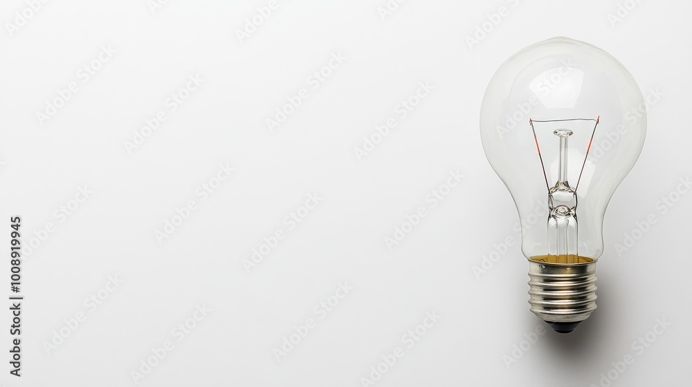 Creative lightbulb design against a pure white backdrop, clear space for text placement Creative lightbulb design against a pure white backdrop, clear space for text placement