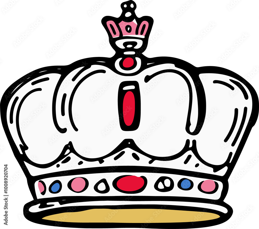 Fototapeta premium Hand-Drawn Royal Crown with Jewels - Vector Illustration of Majesty and Luxury
