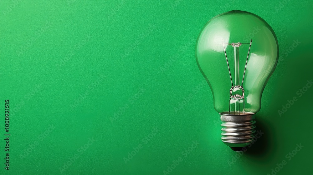 Creative lightbulb with a bold green background, clear space for adding text Creative lightbulb with a bold green background, clear space for adding text