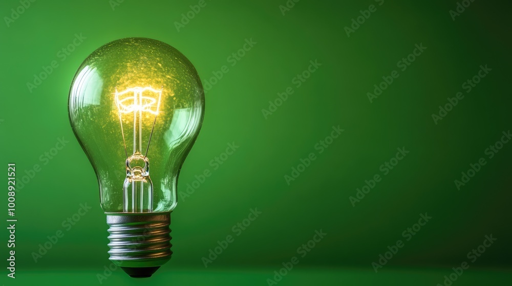 Creative lightbulb with a bold green background, clear space for adding text Creative lightbulb with a bold green background, clear space for adding text