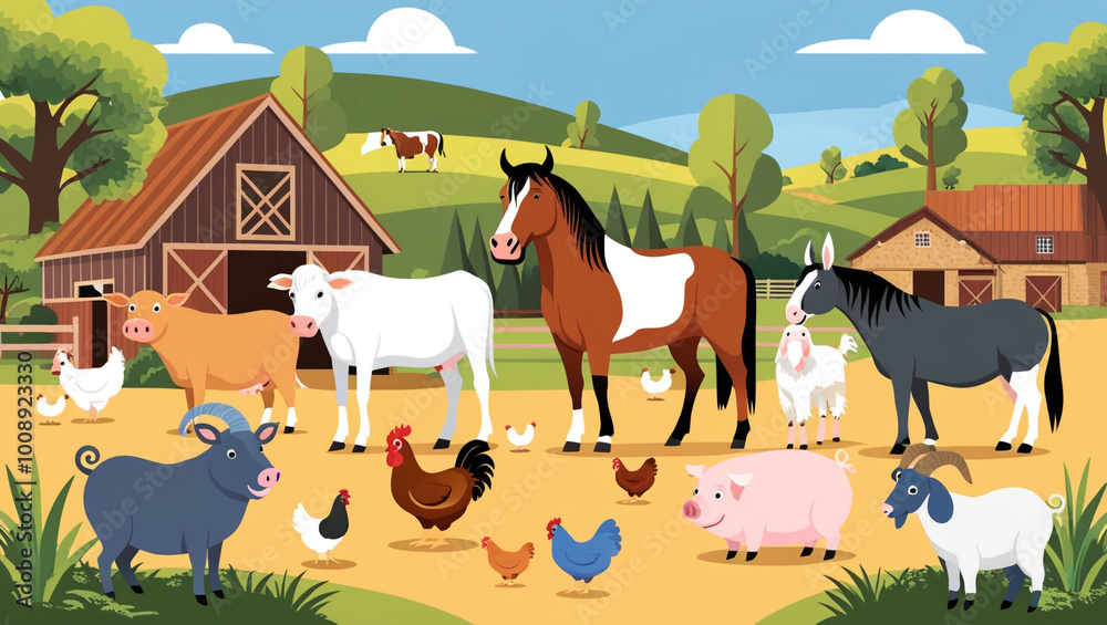 Fototapeta premium farm animals in the field