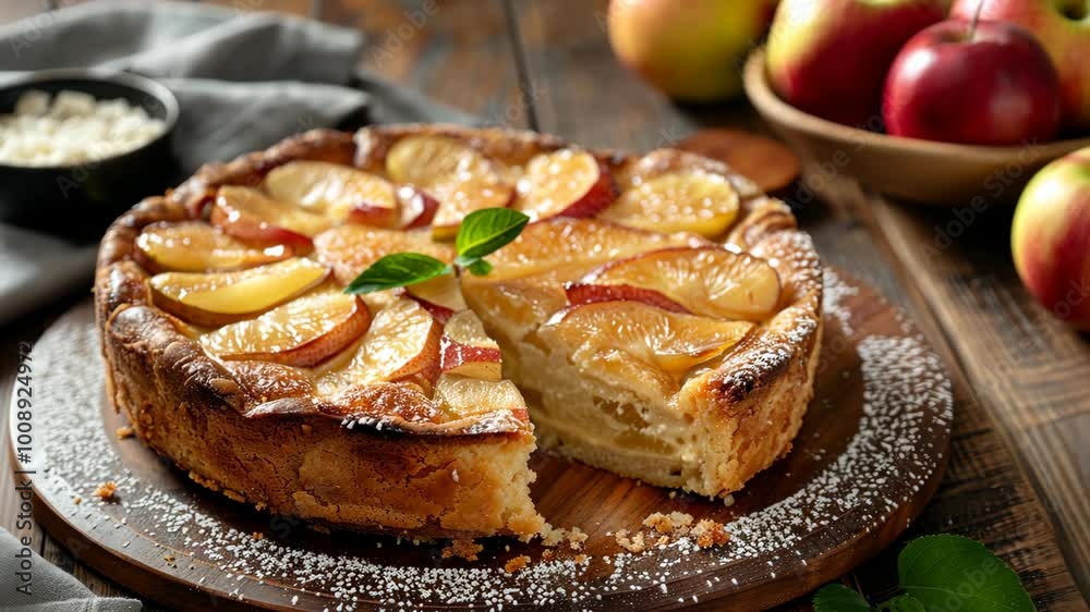 custom made wallpaper toronto digitalA delicious apple pie is ready to be served on a wooden board with a slice cut out