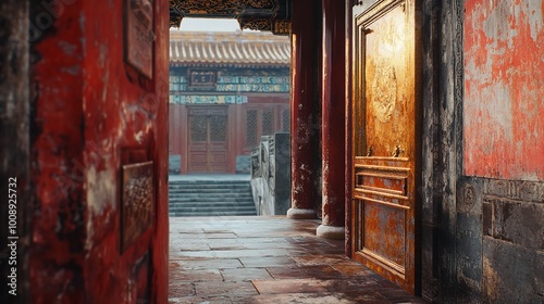 Painting Detail - Forbidden City, Beijing, China photo