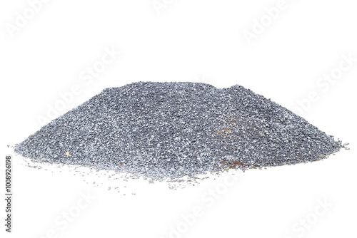 Pile of gravel or stone in construction site isolated on white background.