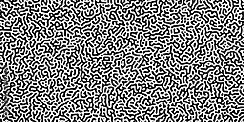 Organic seamless patterns with rounded lines Diffusion reaction background. Monochrome background of natural organic forms motion. Overlay template abstract Turing organic wallpaper background.