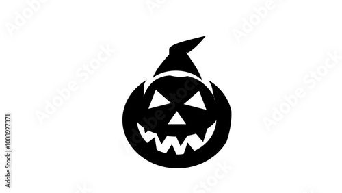 Horror pumpkin isolated on white background, backdrop and editable template for helloween. photo