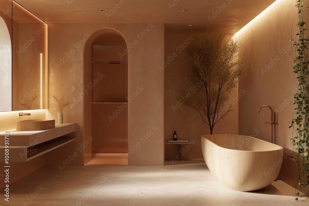 Bathroom bathtub plant sink.