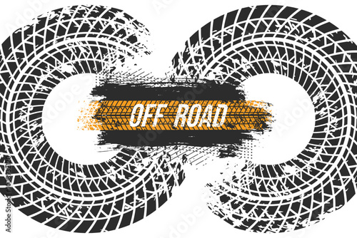 Vector Tire Track on White Background. Grunge Tire Track.	