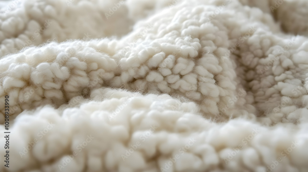 Close-Up of Creamy Plush Texture of Soft Sheep Fabric Close-Up of Creamy Plush Texture of Soft Sheep Fabric