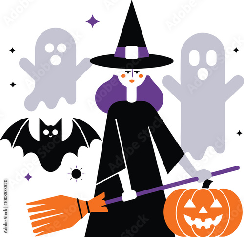 Halloween silhouette vector art illustration 