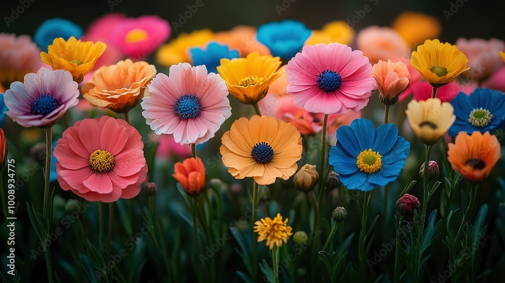 Vibrant Field of Colorful Flowers