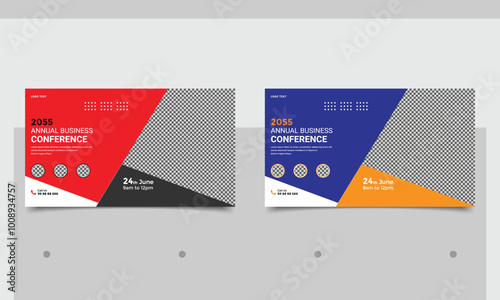 Annual business conference social media post web banner design. vector illustration.