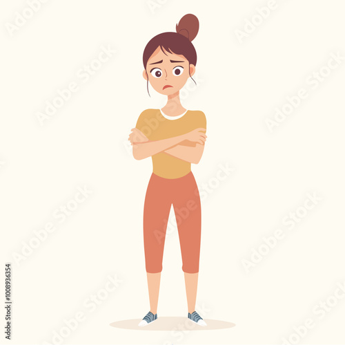 Sad depression woman feeling sorry mental health diseases disorder Flat illustration