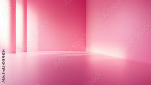 Minimalist flat room, smooth pastel pink background