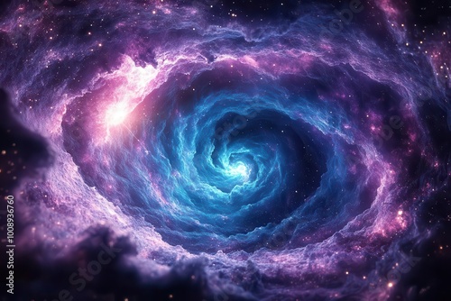 stunning blue and purple galaxy background swirling cosmic patterns and twinkling stars created with advanced technology evoking a sense of wonder and the vastness of the universe