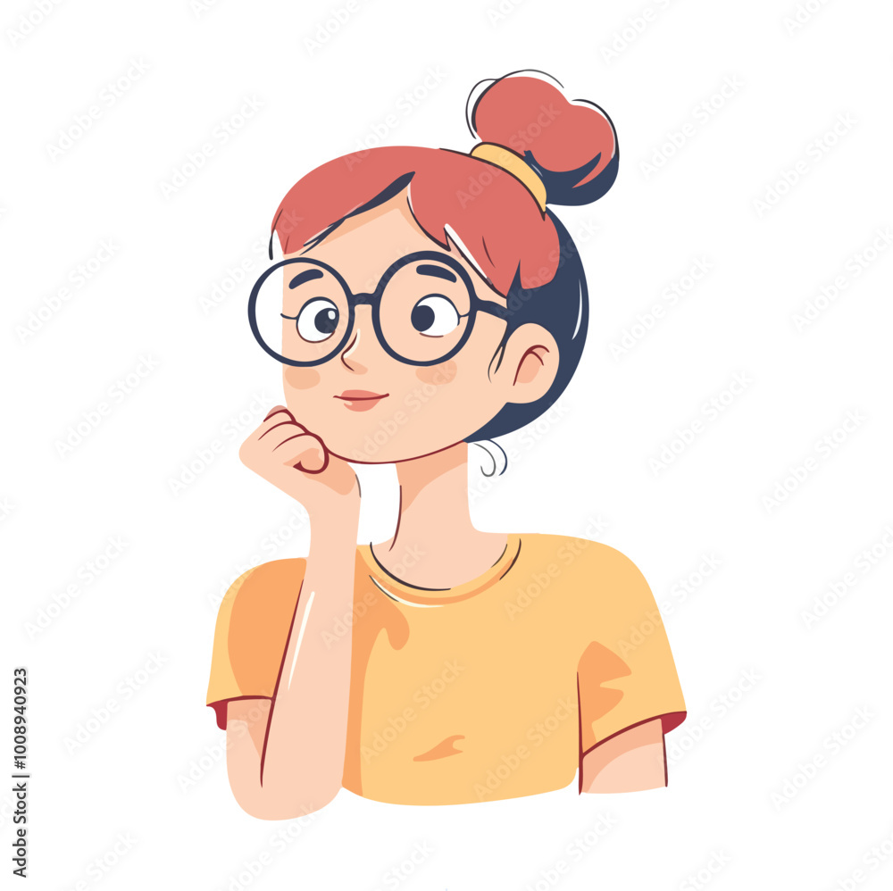 Free vector thoughtful Girl contemplating Free vector thoughtful Girl contemplating