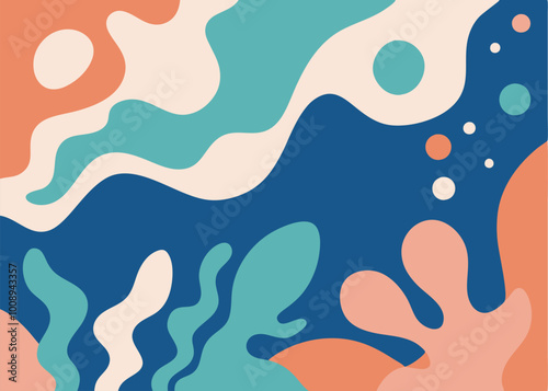 Abstract fluid shapes in a modern, calming color palette. Perfect for adding a touch of coastal vibe to your designs, this pattern is perfect for backgrounds, illustrations, and more.