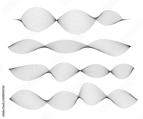 Blended Wave Patterns Modern Hi Tech Form. Graphic design and contemporary illustration element vector art