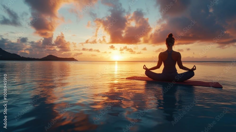 Serene Sunset Meditation by the Water Serene Sunset Meditation by the Water