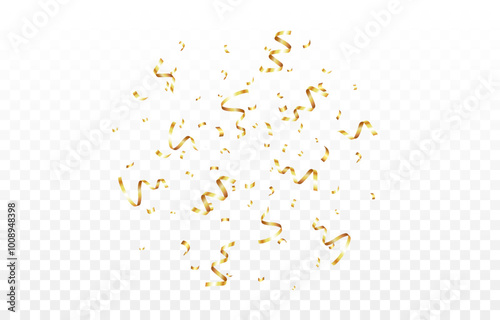 Vector gold confetti png. Explosion of a firecracker with confetti. Confetti, serpentine, tinsel PNG. Birthday, Christmas.