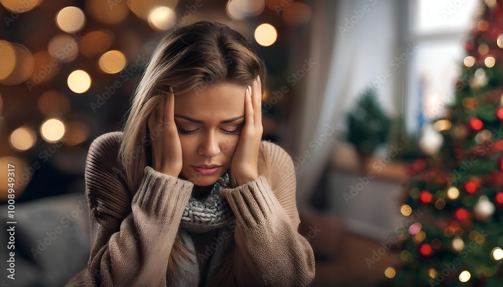 woman in a CHristmas deppression woman in a CHristmas deppression