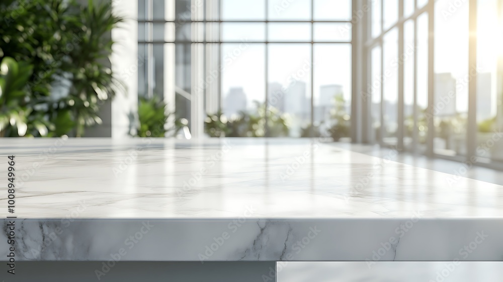 Fototapeta premium marble table with modern interior design