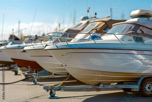 Boats on a Trailer in a Parking Lot for Outdoor Recreation and Transportation