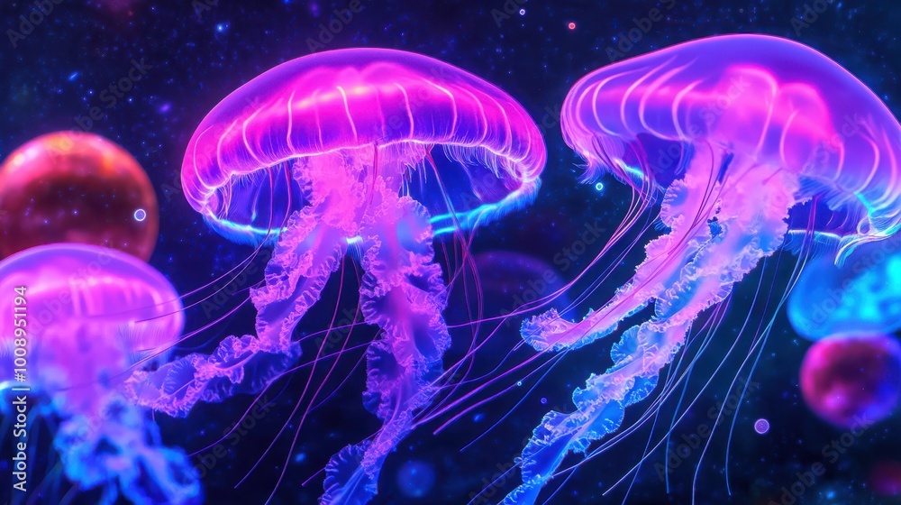 Fototapeta premium Cosmic Jellyfish Floating in Space