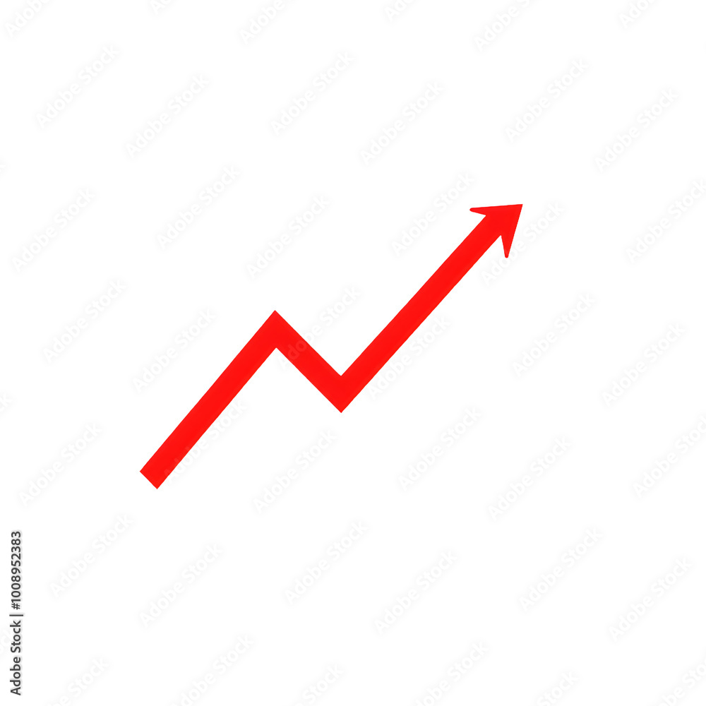 Bright red upward-trending arrow symbolizing growth, isolated on transparent background, Generative AI Bright red upward-trending arrow symbolizing growth, isolated on transparent background, Generative AI