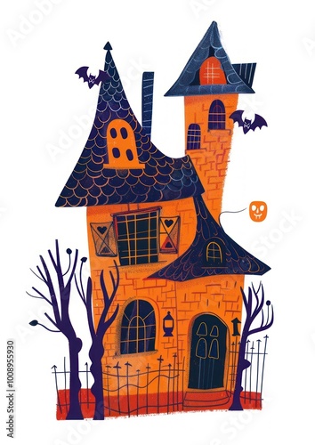 Whimsical haunted house illustration photo