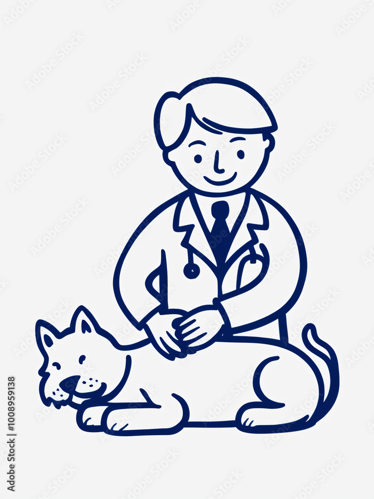 The veterinarian completes a thorough exam of the pet in the illustration. The veterinarian completes a thorough exam of the pet in the illustration.