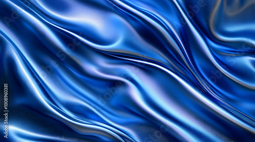 Smooth Blue Satin Fabric Abstract Background