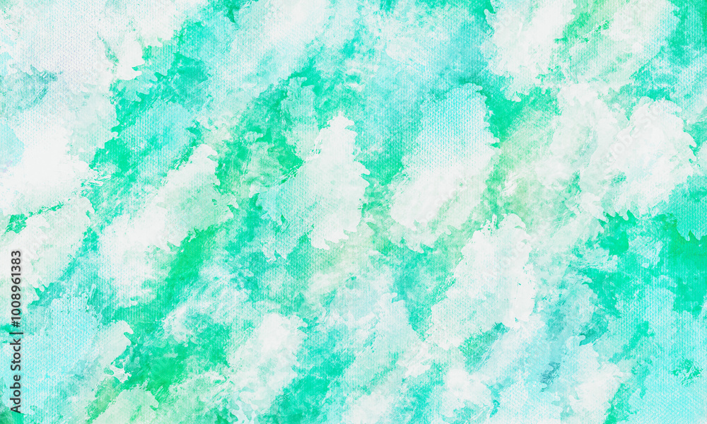 Fototapeta premium abstract green , blue turqouise color and white color watercolor paint background
