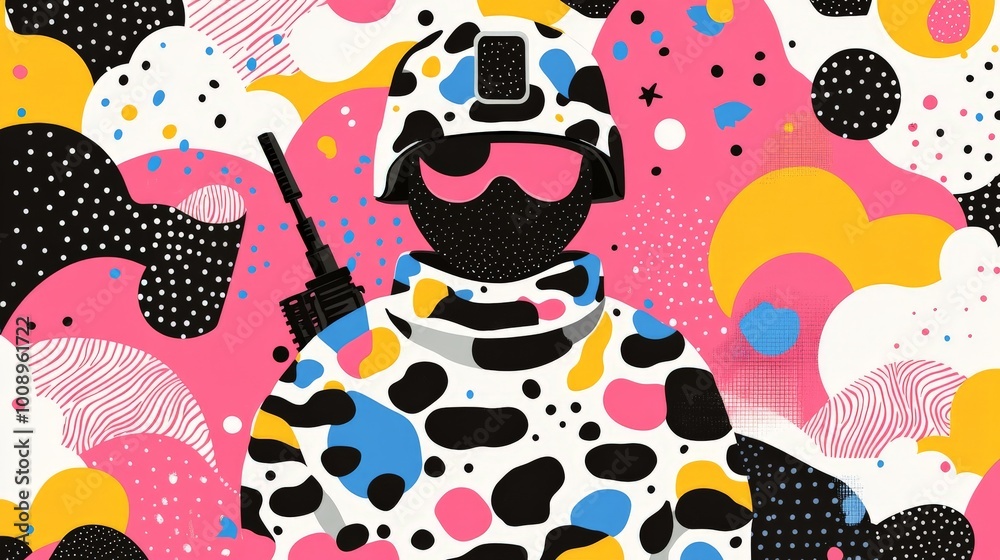 cupcake soldier in groovy cartoon-style designs