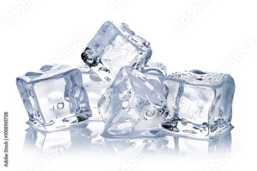 Clear ice cubes melting slowly