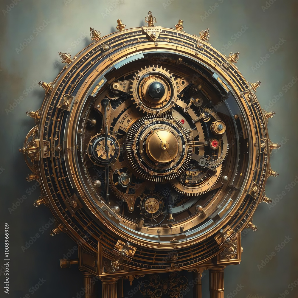 Intricate gold clockwork mechanism with gears. Intricate gold clockwork mechanism with gears.